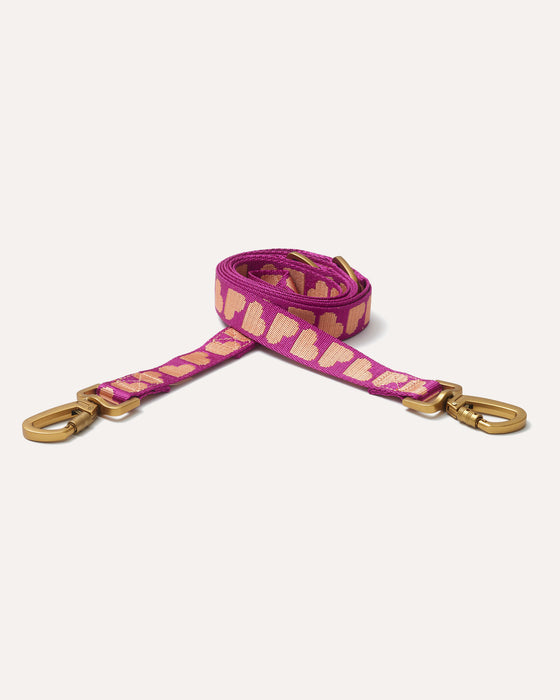 DOGGUO Hondenriem - hart print - magenta/abrikoos