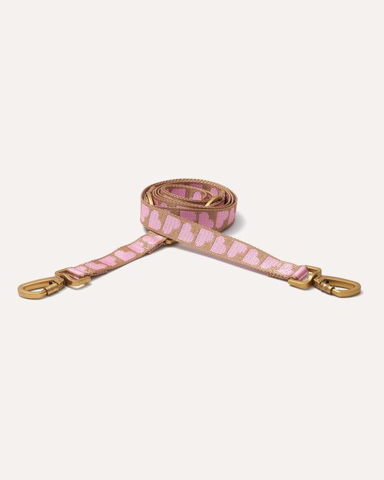 DOGGUO Hondenriem - hart print - mokka/roze