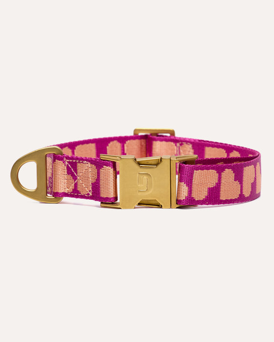 DOGGUO Halsband - Herzprint - Magenta/Apricot
