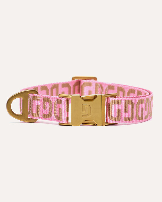 DOGGUO Halsband - DG-Print - Pink/Mokka