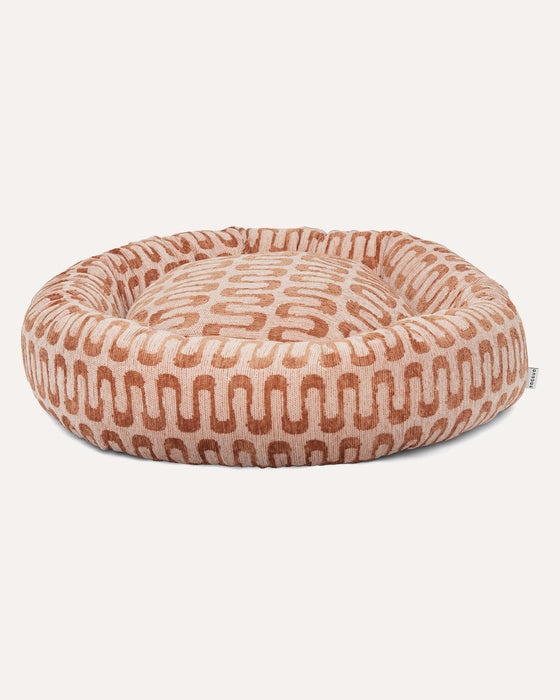 Dogguo ronde hondenmand retro wave - bruin/beige
