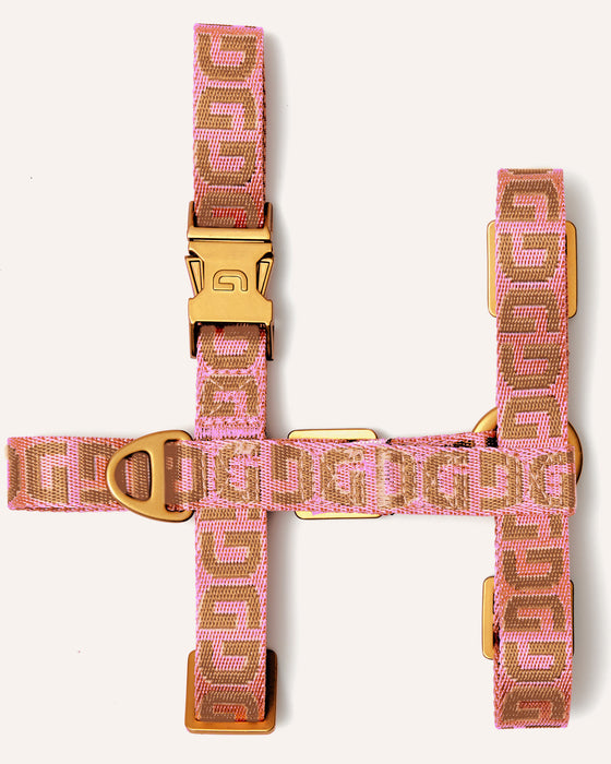 DOGGUO Hundegeschirr - DG-Print - Pink/Mokka