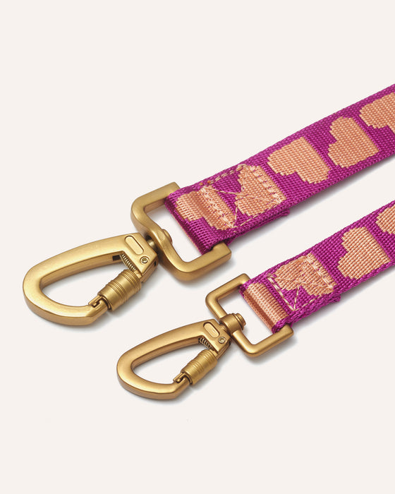 DOGGUO Hondenriem - hart print - magenta/abrikoos