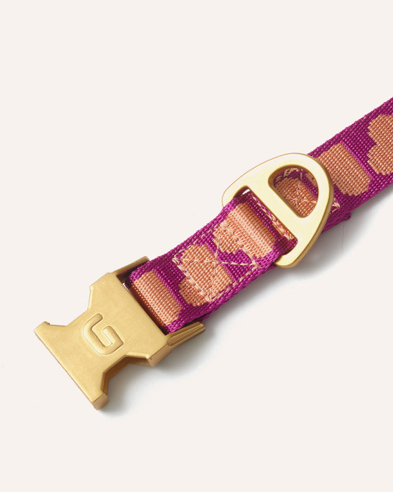 DOGGUO Halsband - Herzprint - Magenta/Apricot