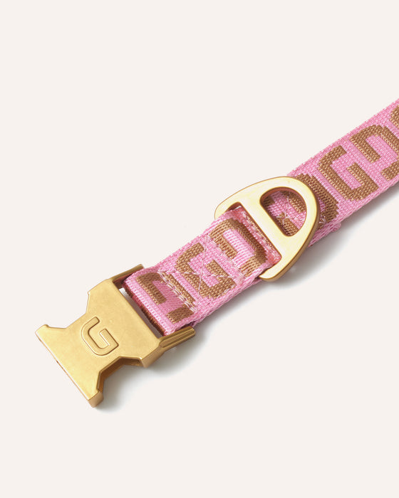 DOGGUO Halsband - DG-Print - Pink/Mokka