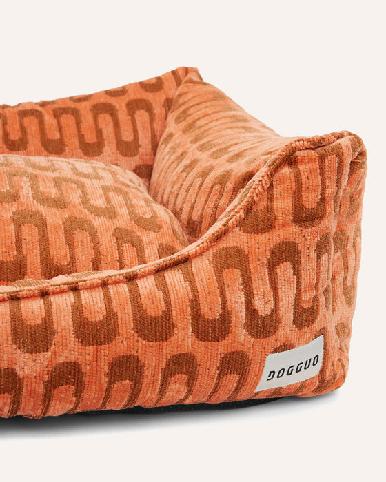 Dogguo Hundekorb Retro Wave - Apricot/Braun
