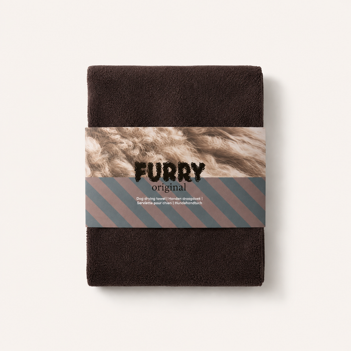 Honden droogdoek donker bruin Furry Original