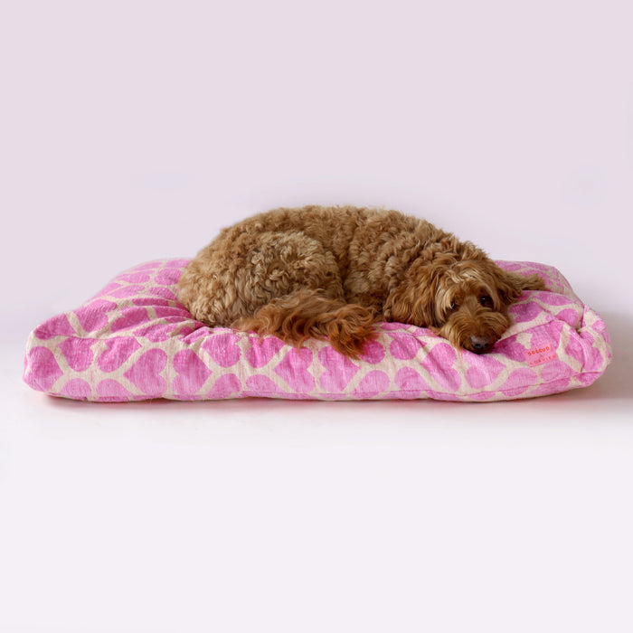 Dogguo Herz-Hundebett – rosa/beige