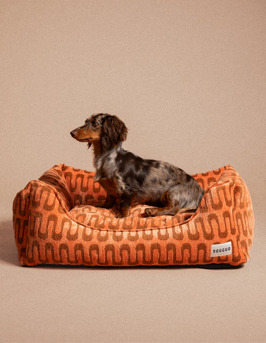 Dogguo Hundekorb Retro Wave - Apricot/Braun