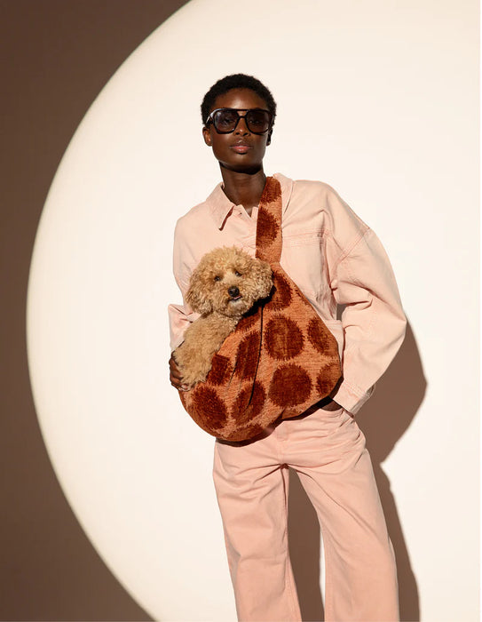 Dogguo draagzak stip - mokka/bruin