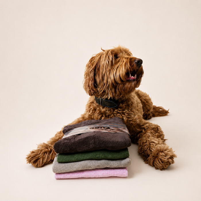 Honden droogdoek donker bruin Furry Original