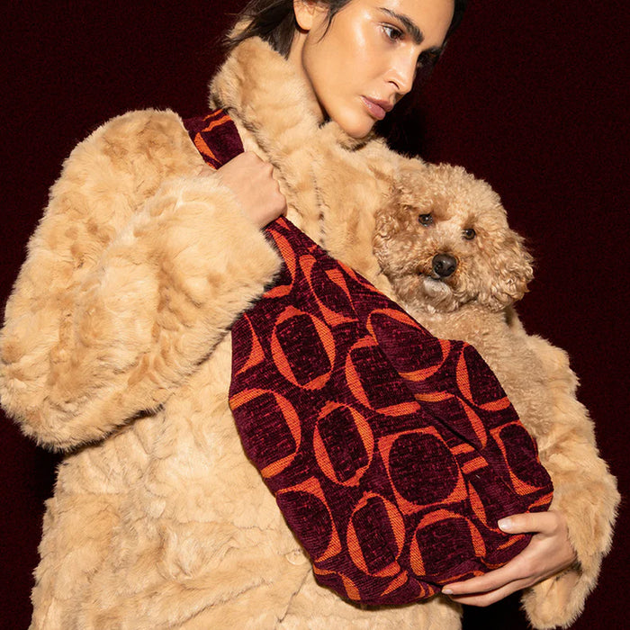 Dogguo draagzak retro - bordeaux/oranje