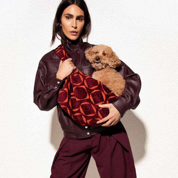 Dogguo draagzak retro - bordeaux/oranje