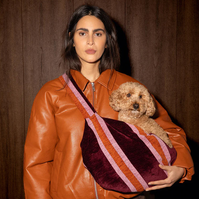 Dogguo draagzak streep - bordeaux/oranje