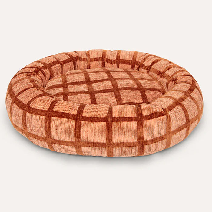 Dogguo donut hondenmand vierkant print mokka bruin