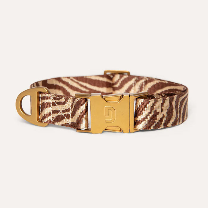 DOGGUO Halsband - zebra print- beige/bruin