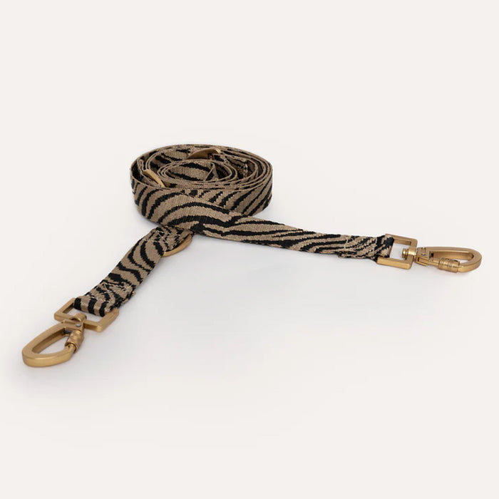 DOGGUO Hondenriem - zebra print - beige/zwart